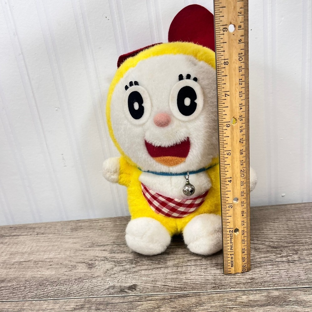 Bandai Dorami Doraemon Vintage Fuzzy Plush Toy Japan 1991 Doll Yellow Cat 8.5" - Picture 7 of 7